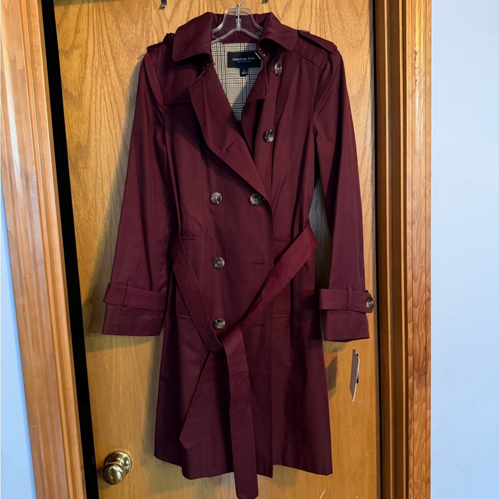 London fog Double-Breasted Women’s Trench Coat - Burgundy